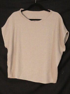 Handmade Oversized Boxy Textured Knit Top - Sand/Beige - P2P 26" measured